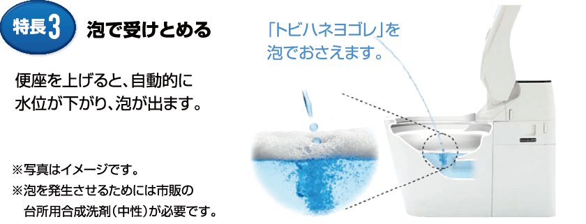 トイレぐんま.comイチオシのリフォームトイレ　泡で受け止める